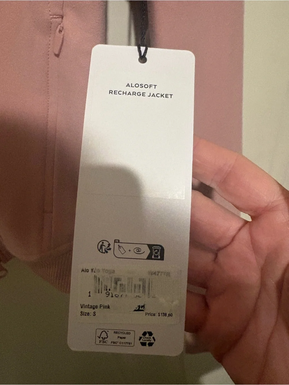 ALO Yoga Alosoft Recharge Jacket Small Limited: Vintage Pink NWT